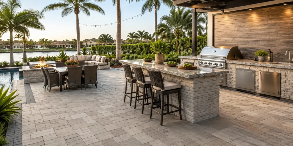 outdoor kitchen-paver ideas florida backyards
